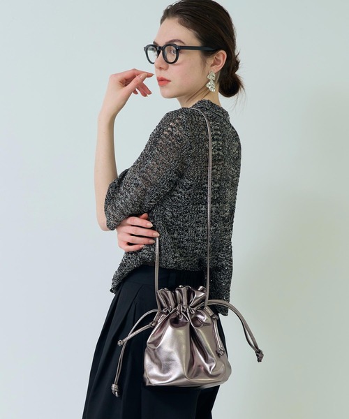 Settimissimo（セッティミッシモ）の「2WAY巾着ショルダーバッグ（ショルダーバッグ・レディース・ブラック系その他/ブラック/アイボリー・FREE）」の9枚目の写真