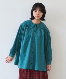 bulle de savon | 21Wシャツコール　角衿ギャザーブラウス(シャツ/ブラウス)