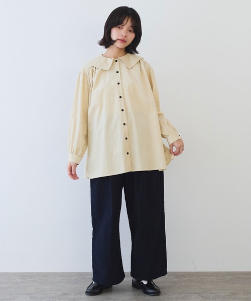 bulle de savon（ビュルデサボン）の「21Wシャツコール　角衿ギャザーブラウス（シャツ/ブラウス・レディース・キナリ/ブルー/チャコールグレー・FREE）」の10枚目の写真