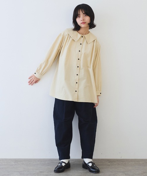 bulle de savon（ビュルデサボン）の「21Wシャツコール　角衿ギャザーブラウス（シャツ/ブラウス・レディース・キナリ/ブルー/チャコールグレー・FREE）」の11枚目の写真