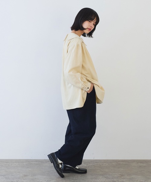 bulle de savon（ビュルデサボン）の「21Wシャツコール　角衿ギャザーブラウス（シャツ/ブラウス・レディース・キナリ/ブルー/チャコールグレー・FREE）」の12枚目の写真