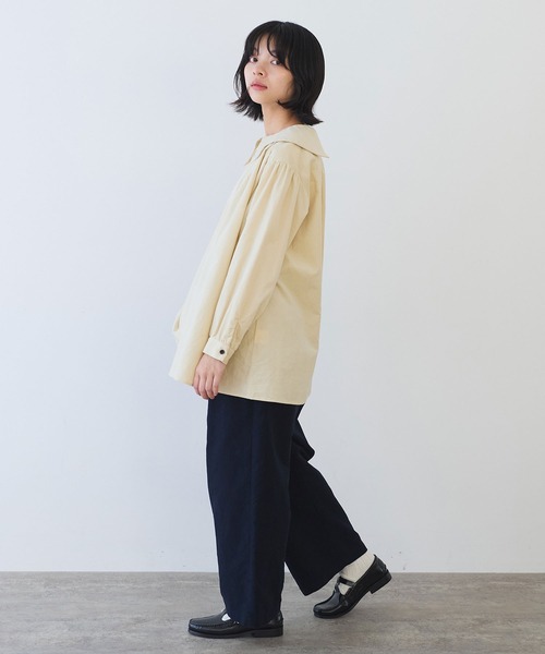 bulle de savon（ビュルデサボン）の「21Wシャツコール　角衿ギャザーブラウス（シャツ/ブラウス・レディース・キナリ/ブルー/チャコールグレー・FREE）」の14枚目の写真