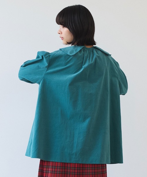 bulle de savon（ビュルデサボン）の「21Wシャツコール　角衿ギャザーブラウス（シャツ/ブラウス・レディース・キナリ/ブルー/チャコールグレー・FREE）」の22枚目の写真