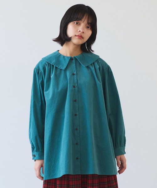 bulle de savon（ビュルデサボン）の「21Wシャツコール　角衿ギャザーブラウス（シャツ/ブラウス・レディース・キナリ/ブルー/チャコールグレー・FREE）」の20枚目の写真