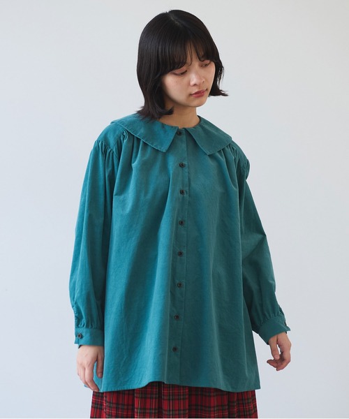 bulle de savon（ビュルデサボン）の「21Wシャツコール　角衿ギャザーブラウス（シャツ/ブラウス・レディース・キナリ/ブルー/チャコールグレー・FREE）」の21枚目の写真