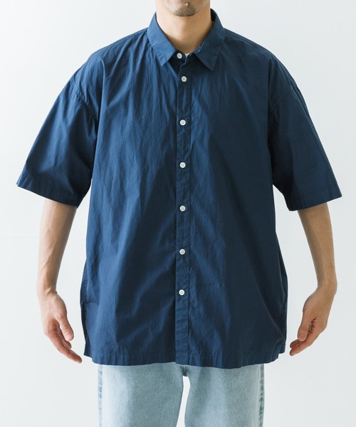 ATON　半袖シャツ　ブルー ATON（エイトン）の「【ATON / エイトン】別注 スビン コットン