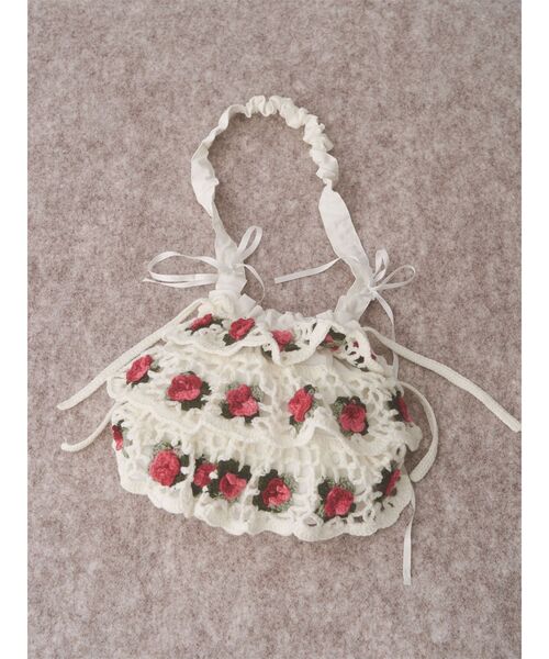 merry jenny（メリージェニー）の「クロシェティアードポシェット（ショルダーバッグ・レディース・オフホワイト/ブラック・FREE）」の3枚目の写真