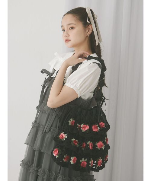 merry jenny（メリージェニー）の「クロシェティアードポシェット（ショルダーバッグ・レディース・オフホワイト/ブラック・FREE）」の11枚目の写真