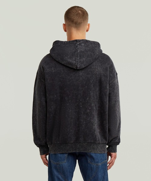 G-STAR(ジースター)の「WASHED LOOSE FULL ZIP HOODIE/ヴィンテージライクウォッシュド加工オーバーサイズジップアップパーカー(パーカー・メンズ・ダークブラック/ダークブルー/ブラウン・X-LARGE/LARGE/MEDIUM/SMALL/X-SMALL)」の4枚目の写真