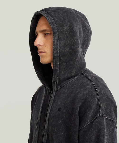 G-STAR(ジースター)の「WASHED LOOSE FULL ZIP HOODIE/ヴィンテージライクウォッシュド加工オーバーサイズジップアップパーカー(パーカー・メンズ・ダークブラック/ダークブルー/ブラウン・X-LARGE/LARGE/MEDIUM/SMALL/X-SMALL)」の6枚目の写真