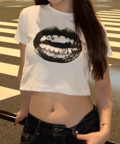 リッププリントデザインミニTシャツ（Tシャツ/カットソー