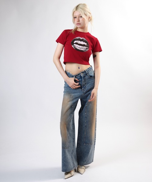 ACLENT リッププリントデザインミニTシャツ リッププリントデザインミニTシャツ（Tシャツ/カットソー