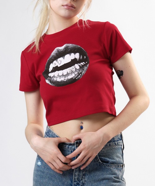 ACLENT リッププリントデザインミニTシャツ リッププリントデザインミニTシャツ（Tシャツ/カットソー