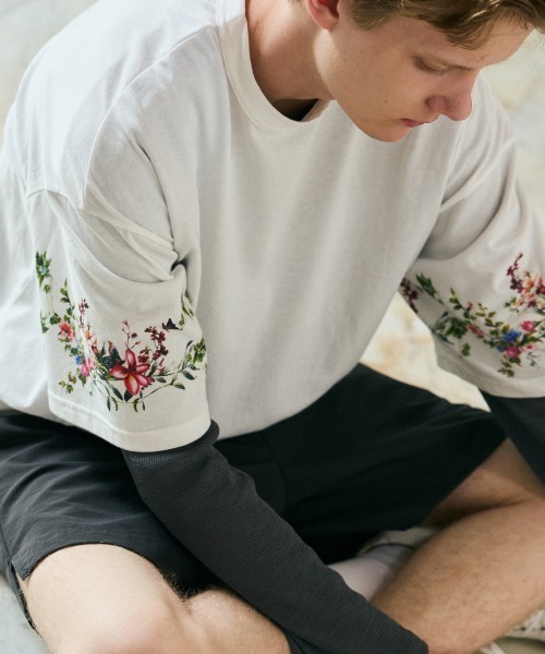 レアセル（rehacer）/rehacer : Botanical Sleeve CS / ボタニカル スリーブ カットソー rehacer : Botanical Sleeve CS / ボタニカルスリーブカットソー（T