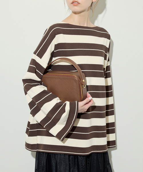SLOBE IENA（スローブイエナ）の「《追加》ビックボーダープルオーバー（Tシャツ/カットソー・レディース・サックスブルー/ブラウン/ボルドー・FREE）」の2枚目の写真