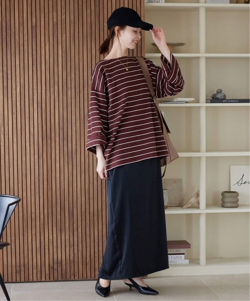 SLOBE IENA（スローブイエナ）の「《追加》ビックボーダープルオーバー（Tシャツ/カットソー・レディース・サックスブルー/ブラウン/ボルドー・FREE）」の10枚目の写真
