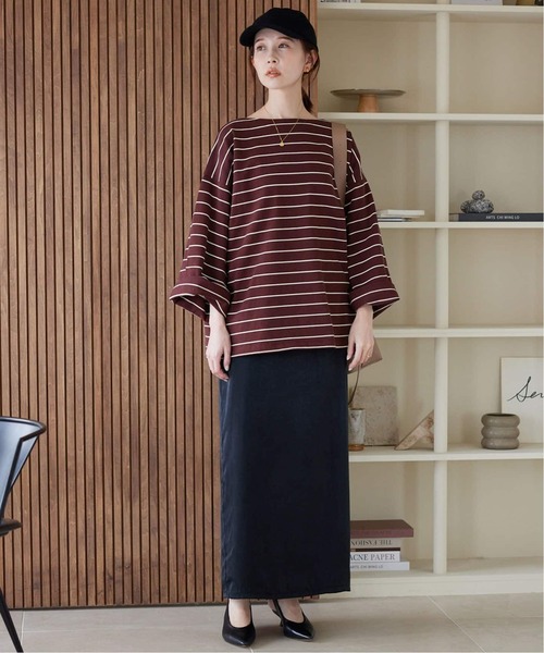 SLOBE IENA（スローブイエナ）の「《追加》ビックボーダープルオーバー（Tシャツ/カットソー・レディース・サックスブルー/ブラウン/ボルドー・FREE）」の11枚目の写真