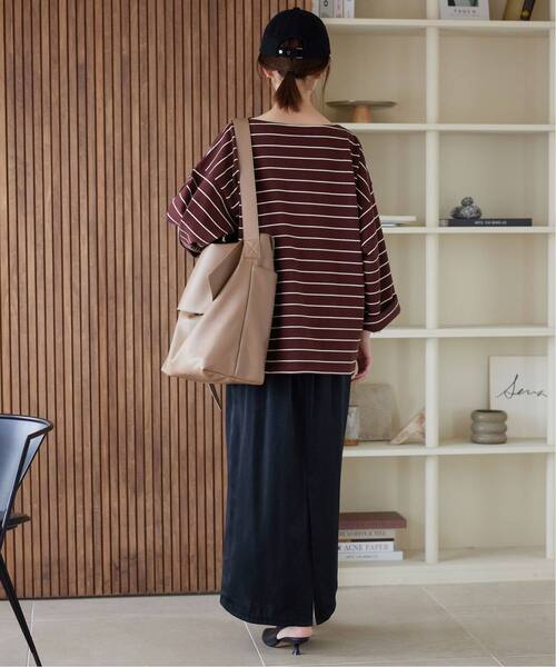 SLOBE IENA（スローブイエナ）の「《追加》ビックボーダープルオーバー（Tシャツ/カットソー・レディース・サックスブルー/ブラウン/ボルドー・FREE）」の12枚目の写真