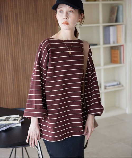 SLOBE IENA（スローブイエナ）の「《追加》ビックボーダープルオーバー（Tシャツ/カットソー・レディース・サックスブルー/ブラウン/ボルドー・FREE）」の13枚目の写真