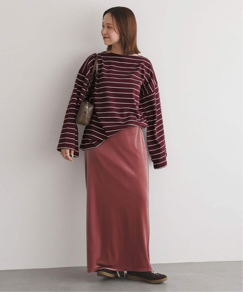SLOBE IENA（スローブイエナ）の「《追加》ビックボーダープルオーバー（Tシャツ/カットソー・レディース・サックスブルー/ブラウン/ボルドー・FREE）」の16枚目の写真