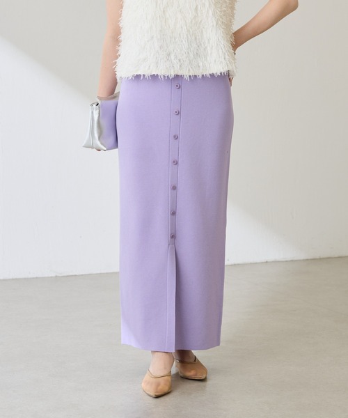COLLAGE GALLARDAGALANTE（コラージュガリャルダガランテ）の「【OT】センターボタンニットスカート（スカート・レディース・ベージュ/ネイビー/パープル・FREE）」の22枚目の写真
