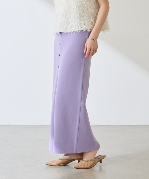 COLLAGE GALLARDAGALANTE（コラージュガリャルダガランテ）の「【OT】センターボタンニットスカート（スカート・レディース・ベージュ/ネイビー/パープル・FREE）」の21枚目の写真