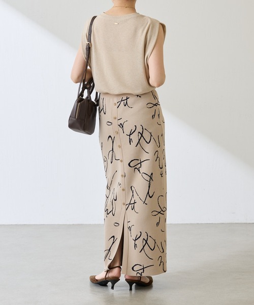 COLLAGE GALLARDAGALANTE（コラージュガリャルダガランテ）の「【OT】センターボタンニットスカート（スカート・レディース・ベージュ/ネイビー/パープル・FREE）」の5枚目の写真