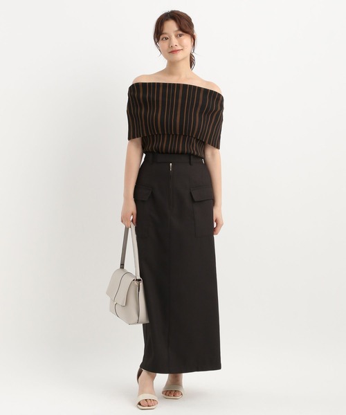 Andemiu（アンデミュウ）の「ストライプオフショルニット574987（ニット/セーター・レディース・ブラック/ベージュ・FREE）」の11枚目の写真