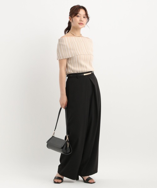 Andemiu（アンデミュウ）の「ストライプオフショルニット574987（ニット/セーター・レディース・ブラック/ベージュ・FREE）」の9枚目の写真