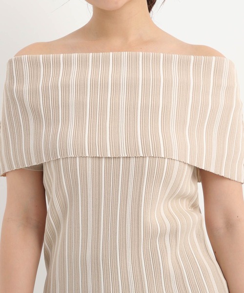 Andemiu（アンデミュウ）の「ストライプオフショルニット574987（ニット/セーター・レディース・ブラック/ベージュ・FREE）」の18枚目の写真