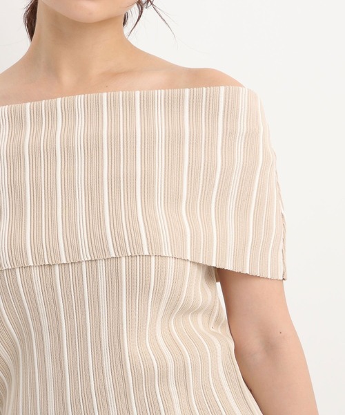 Andemiu（アンデミュウ）の「ストライプオフショルニット574987（ニット/セーター・レディース・ブラック/ベージュ・FREE）」の17枚目の写真