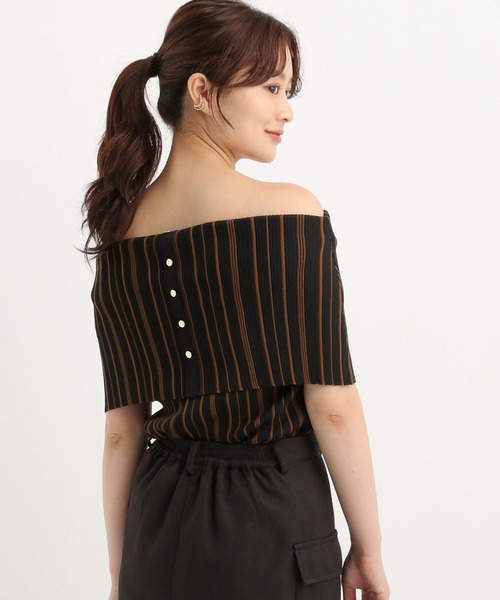 Andemiu（アンデミュウ）の「ストライプオフショルニット574987（ニット/セーター・レディース・ブラック/ベージュ・FREE）」の20枚目の写真