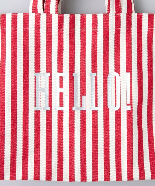 coen(コーエン)の「HELLO ストライプビッグトートバッグ(トートバッグ・レディース・ブラック/レッド・FREE)」の9枚目の写真