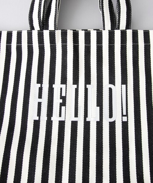 coen(コーエン)の「HELLO ストライプビッグトートバッグ(トートバッグ・レディース・ブラック/レッド・FREE)」の13枚目の写真