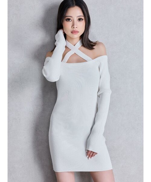 GYDA(ジェイダ)の「2WAYチョーカーオフショルニットワンピース(ワンピース・レディース・ネイビー/オフホワイト/ブラック・FREE)」の20枚目の写真