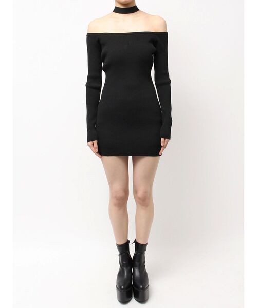 GYDA(ジェイダ)の「2WAYチョーカーオフショルニットワンピース(ワンピース・レディース・ネイビー/オフホワイト/ブラック・FREE)」の7枚目の写真