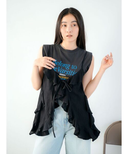 Ungrid（アングリッド）の「コットンフリルキャミ（キャミソール・レディース・ブラック/オフホワイト/グリーン・FREE）」の16枚目の写真