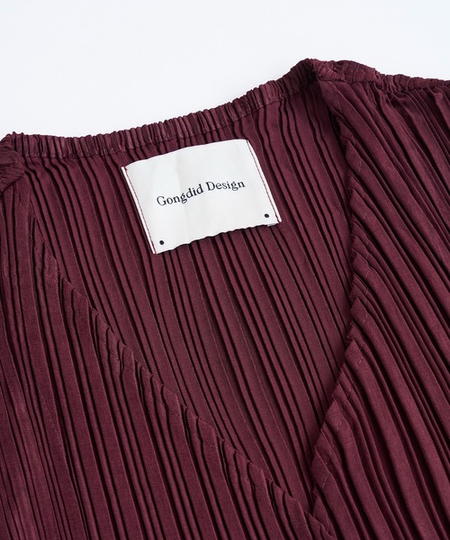 Gongdid Design(ゴンディッドデザイン)の「【Gongdid Design】 Denim vest top プリーツベスト 結婚式 二次会 パーティー フォーマル オケージョン ビジネス(ベスト・レディース・バーガンディー/ブラック・FREE)」の16枚目の写真