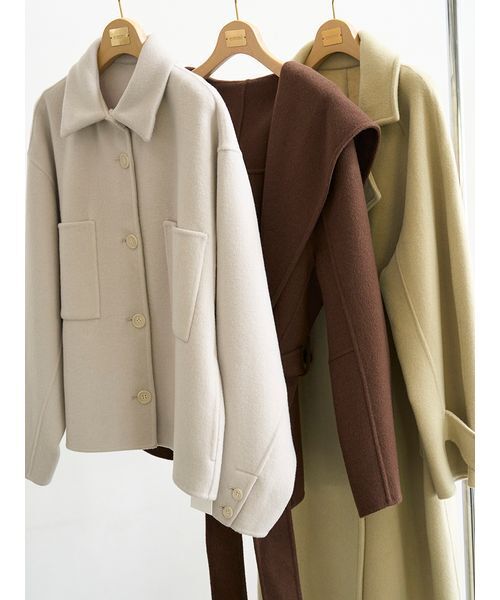 emmi（エミ）の「ロイヤルジーロン・CPOジャケット（チェスターコート・レディース・オリーブ/グレイッシュベージュ/ブラウン・F）」の7枚目の写真