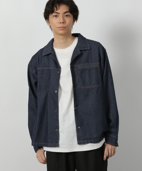 LAKOLE（ラコレ）の「デニムショートオープンカラーシャツ / 583349（シャツ/ブラウス・メンズ・ネイビー/ブラック・LARGE/MEDIUM）」の3枚目の写真