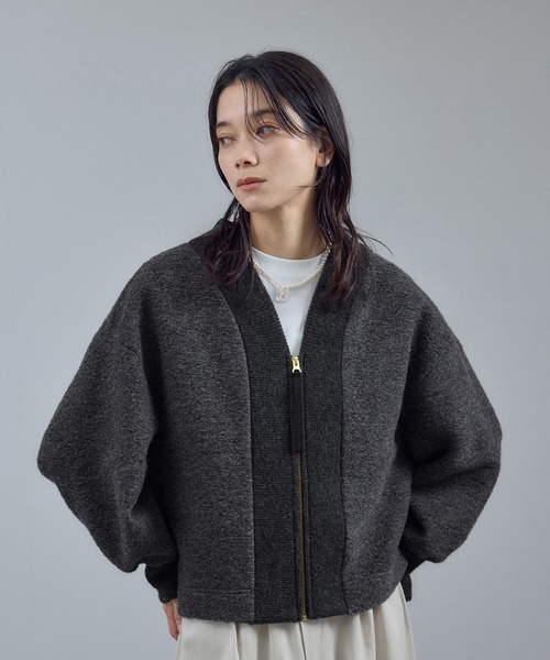 SALON adam et rope'(サロン アダム エ ロペ)の「【WEB限定】イタリアンエアリーブルゾン(ブルゾン・レディース・ライトグレー/ブラック/グレー・FREE)」の3枚目の写真