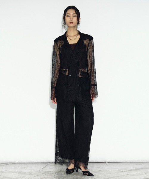 Ezick（エジック）の「scallop lace イージーパンツ/setup対応（スラックス・レディース・ブラック/オフホワイト・FREE）」の14枚目の写真