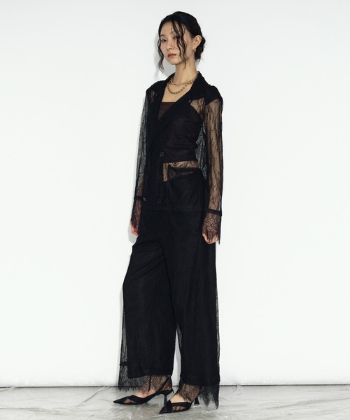 Ezick（エジック）の「scallop lace イージーパンツ/setup対応（スラックス・レディース・ブラック/オフホワイト・FREE）」の16枚目の写真