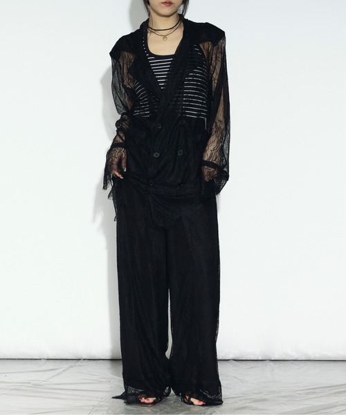 Ezick（エジック）の「scallop lace イージーパンツ/setup対応（スラックス・レディース・ブラック/オフホワイト・FREE）」の19枚目の写真