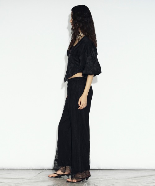 Ezick（エジック）の「scallop lace イージーパンツ/setup対応（スラックス・レディース・ブラック/オフホワイト・FREE）」の13枚目の写真