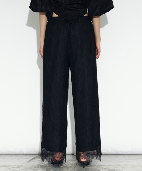 Ezick（エジック）の「scallop lace イージーパンツ/setup対応（スラックス・レディース・ブラック/オフホワイト・FREE）」の7枚目の写真