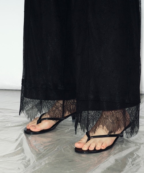 Ezick（エジック）の「scallop lace イージーパンツ/setup対応（スラックス・レディース・ブラック/オフホワイト・FREE）」の8枚目の写真