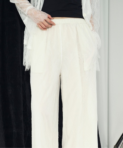 【ESMOK】suspender elegant pants パンツ ホワイト ànuke online store（アンヌーク） / Suspenders Wide PantsSuspenders