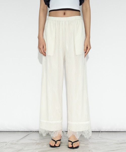 Ezick（エジック）の「scallop lace イージーパンツ/setup対応（スラックス・レディース・ブラック/オフホワイト・FREE）」の22枚目の写真