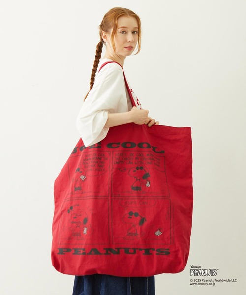 PEANUTS（ピーナッツ）の「MILKFED. × PEANUTS JOE COOL COMIC BIG TOTE（トートバッグ・レディース・ホワイト/レッド・ONE SIZE）」の2枚目の写真